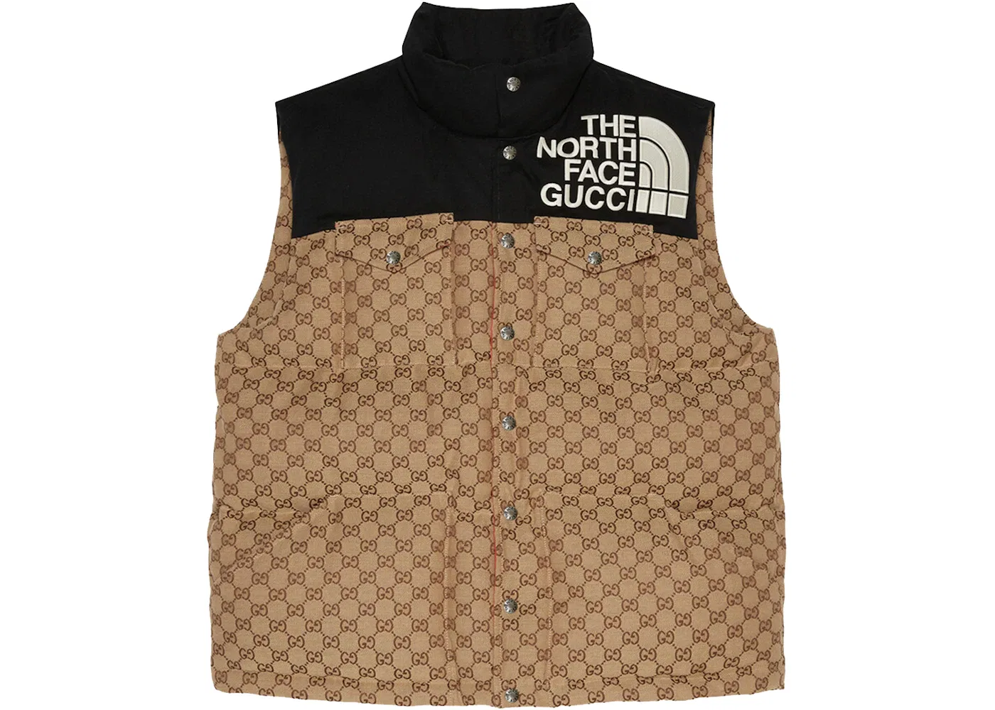 Женский жилет с принтом Gucci x The North Face, Black Ebony Beige