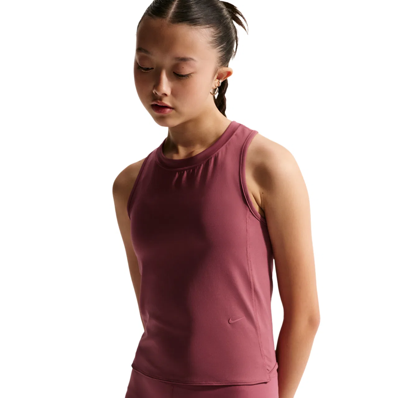 Детская майка для девочек с принтом Mavn DriFit Ribbed Tank Top Nike, Pink Smoke