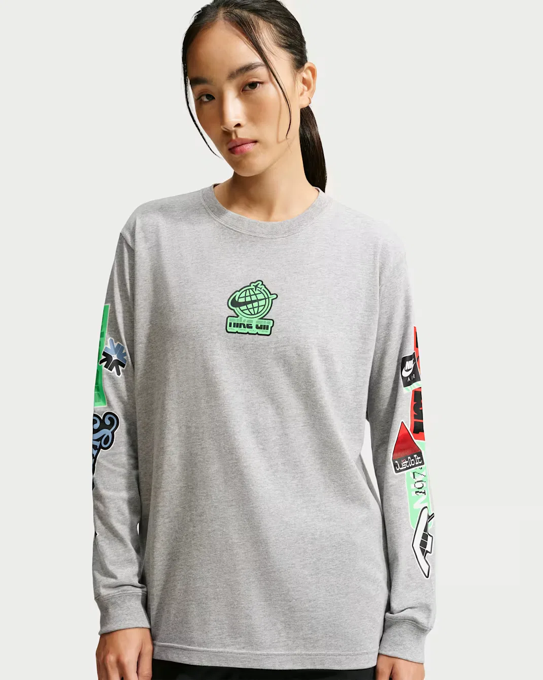 Женская футболка с длинными рукавами свободного кроя Nike Sportswear Classic, Dark Grey Heather