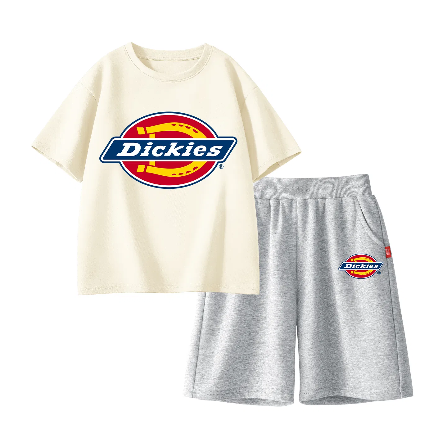 Детский спортивный комплект с круглым вырезом Dickies, Standard Ivory/Standard K Gray