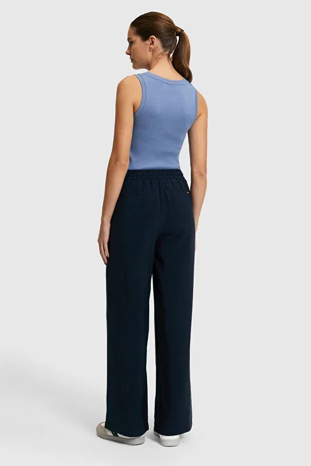 Женские хлопковые брюки с широкой штаниной U.S. Polo Assn., Navy Blue — фото 4