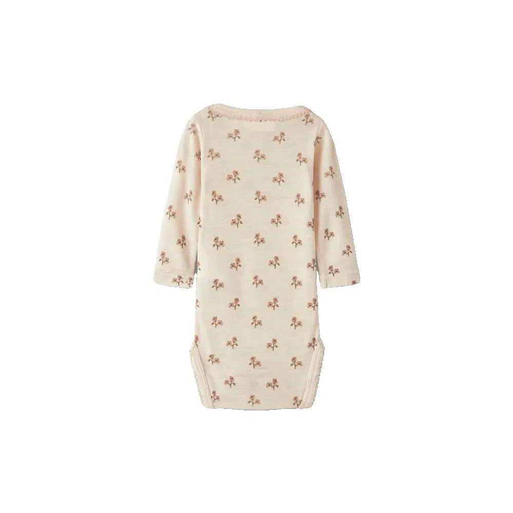 Детское боди для девочек с длинным рукавом Name it Nalu Slim Lil'Atelier, Beige — фото 2