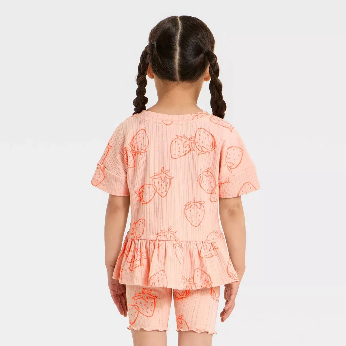 Детское платье-футболка с принтом Pointelle Peplum T-Shirt INFANT/TODDLER GIRL, Pink — фото 2