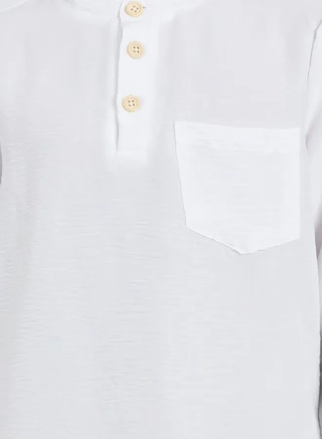 Комплект рубашки и брюк Boys white shirt and pant set Styli, бежевый — фото 3
