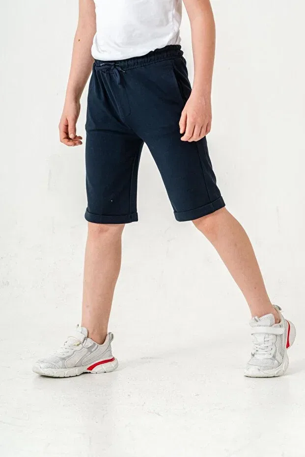 Детские шорты для мальчиков прямого кроя Basics Mışıl Kids, Navy Blue — фото 4