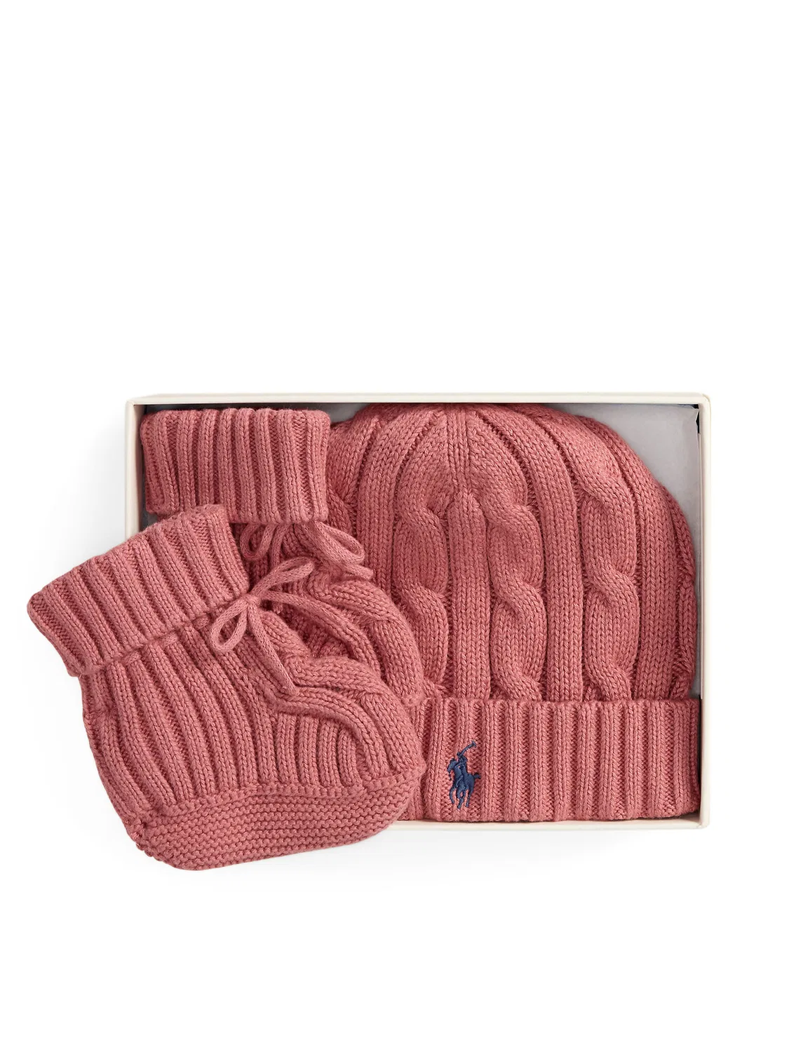 Комплект из шапки и носков для девочки Polo Ralph Lauren, темно-розовый — фото 3