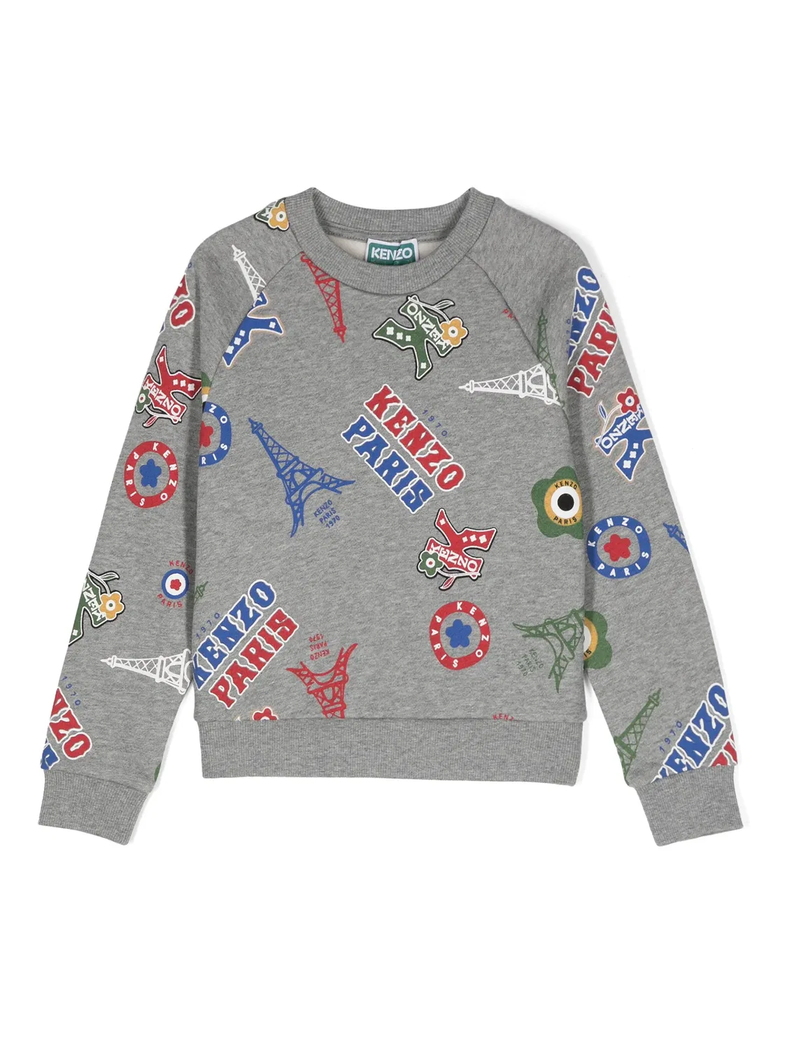 Свитшот с логотипом из хлопка Kenzo, серый