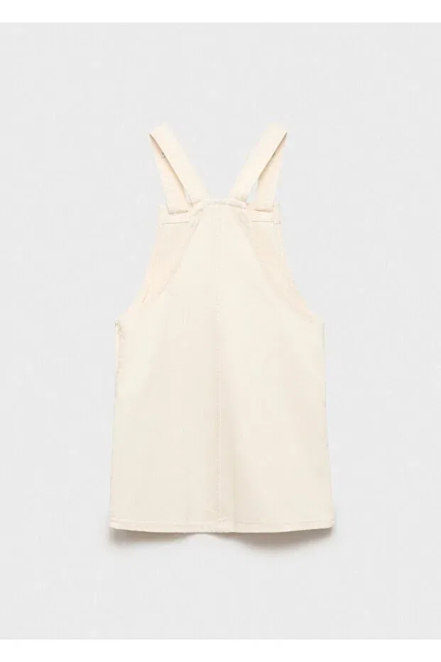 Детское джинсовое платье для девочек без рукавов Mango Kids, Ekrü — фото 4