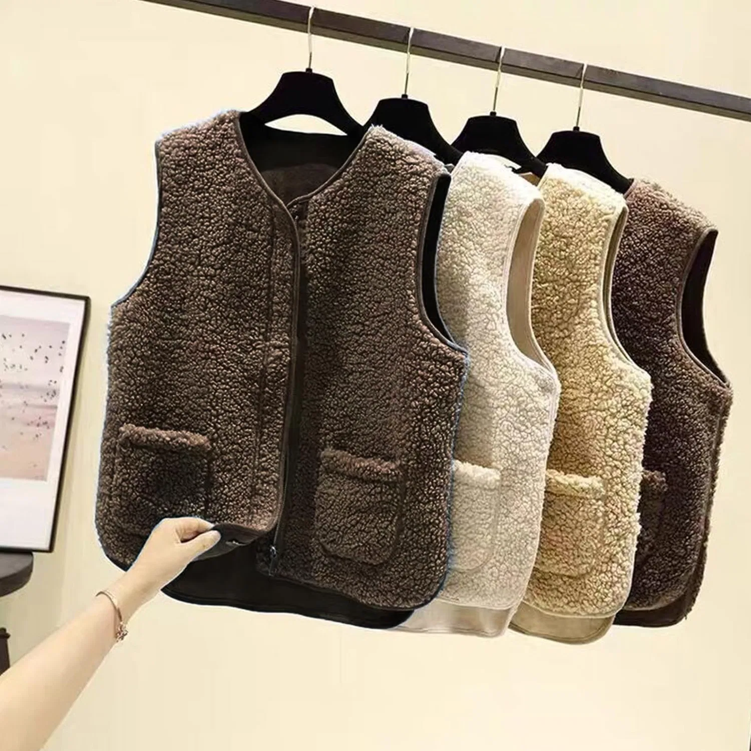 Женский безрукавный жилет с флисом, модель Winter Warm, бренд, a01 khaki — фото 4