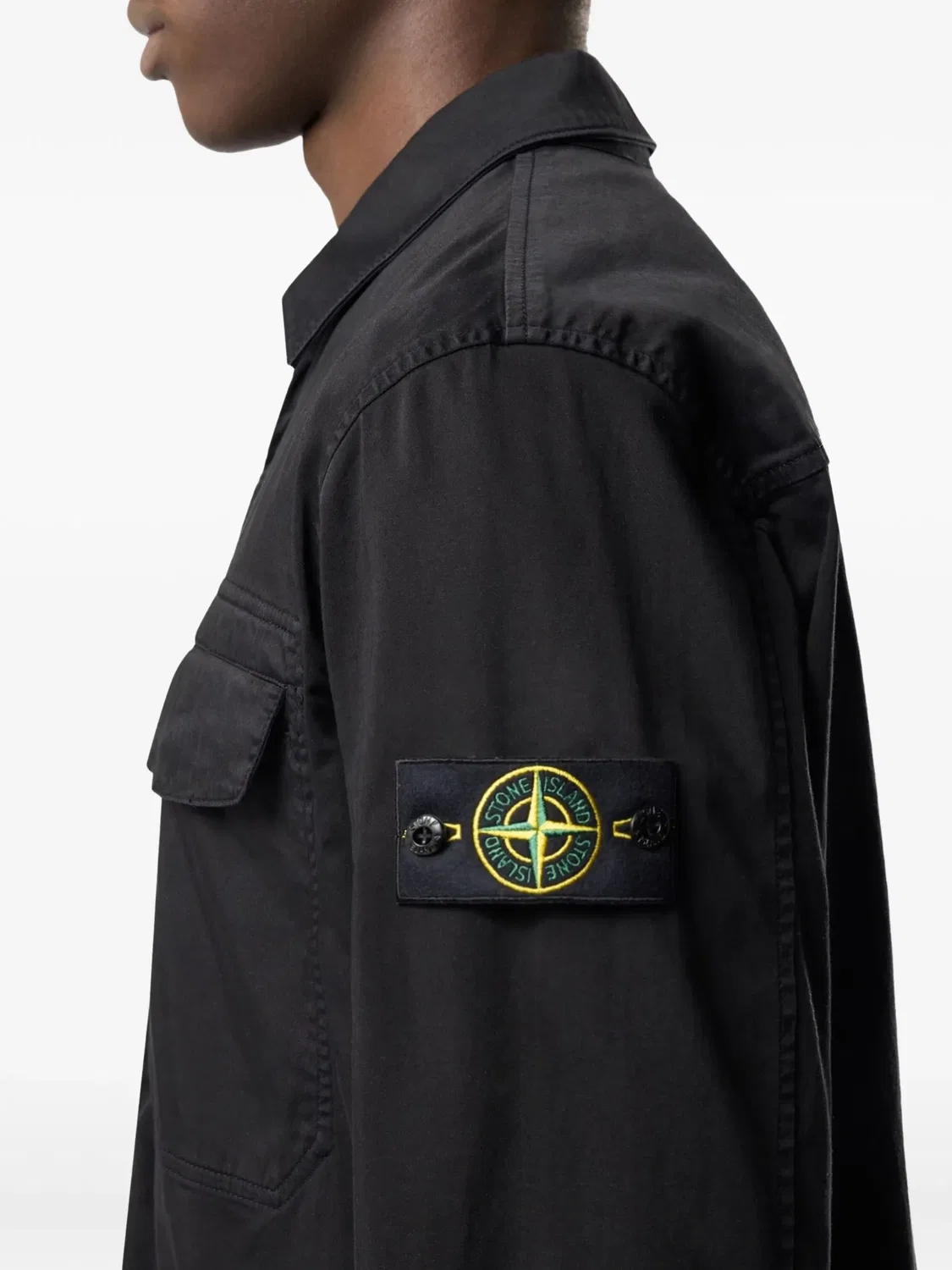 Рубашка с Застежкой на Молнии и Карманом Stone Island, черный — фото 3