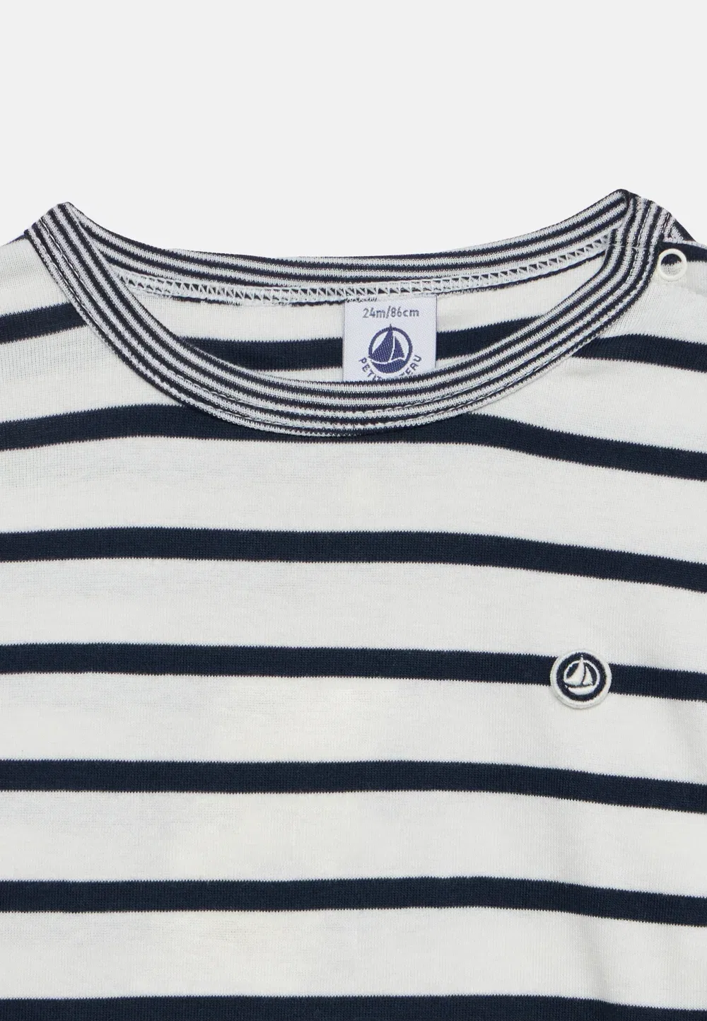 Футболка Bebe Debout с длинными рукавами Petit Bateau, Marshmallow/Smoking — фото 4