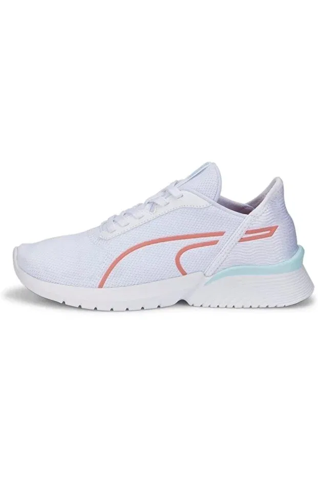 Детские кроссовки для девочек с вышивкой Puma, Platinum Gray-Light Aqua-Puma White — фото 2