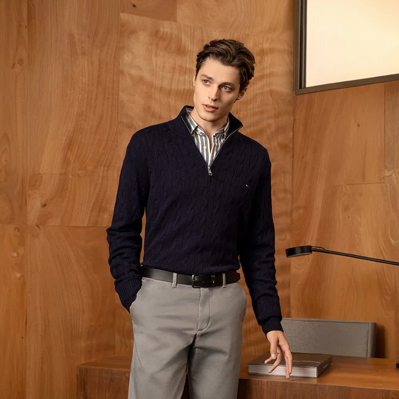 Мужской свитер с полузастежкой-молнией Tommy Hilfiger, Gray P01 — фото 4