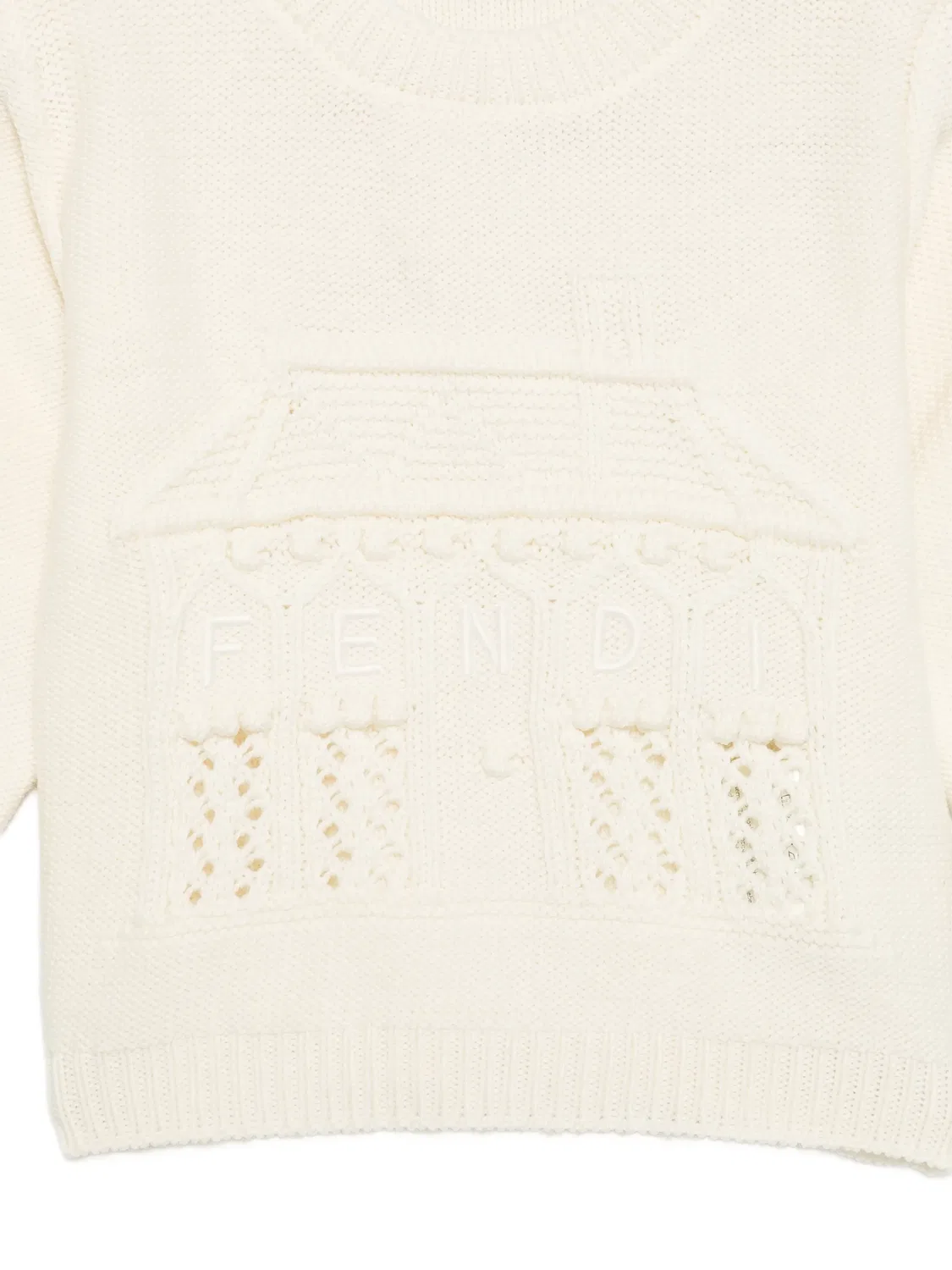 Свитер с вышитым логотипом Fendi Kids, нейтральные цвета — фото 3