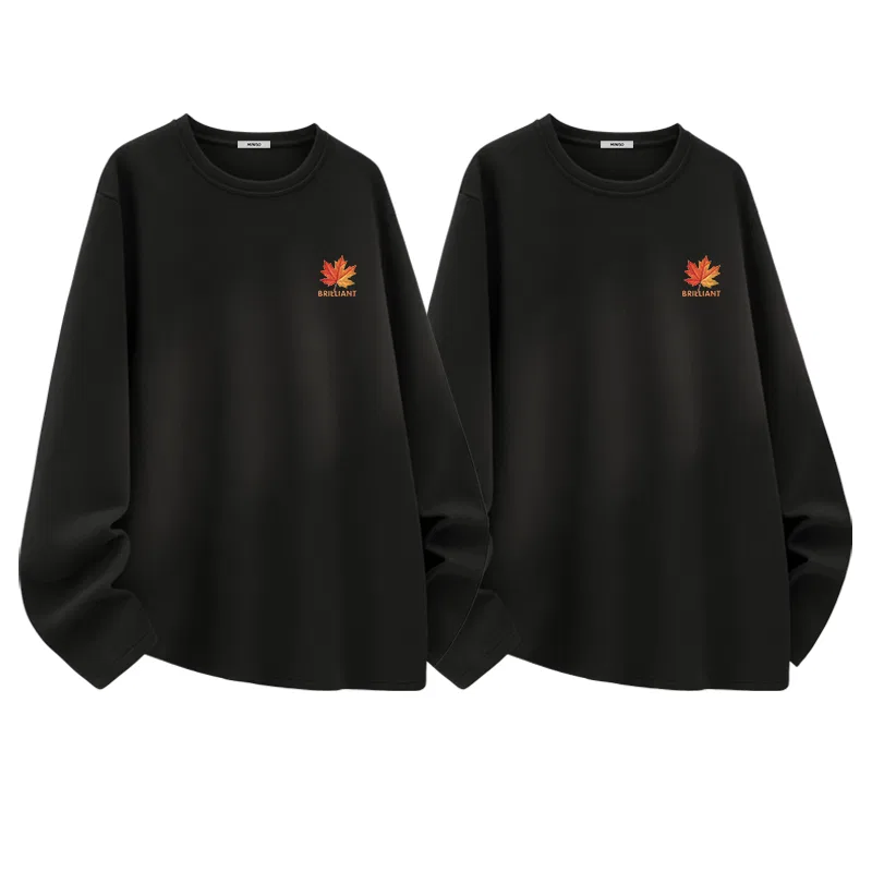 Детский комплект футболок с принтом Maple Leaf Chest Logo MINISO, Черный