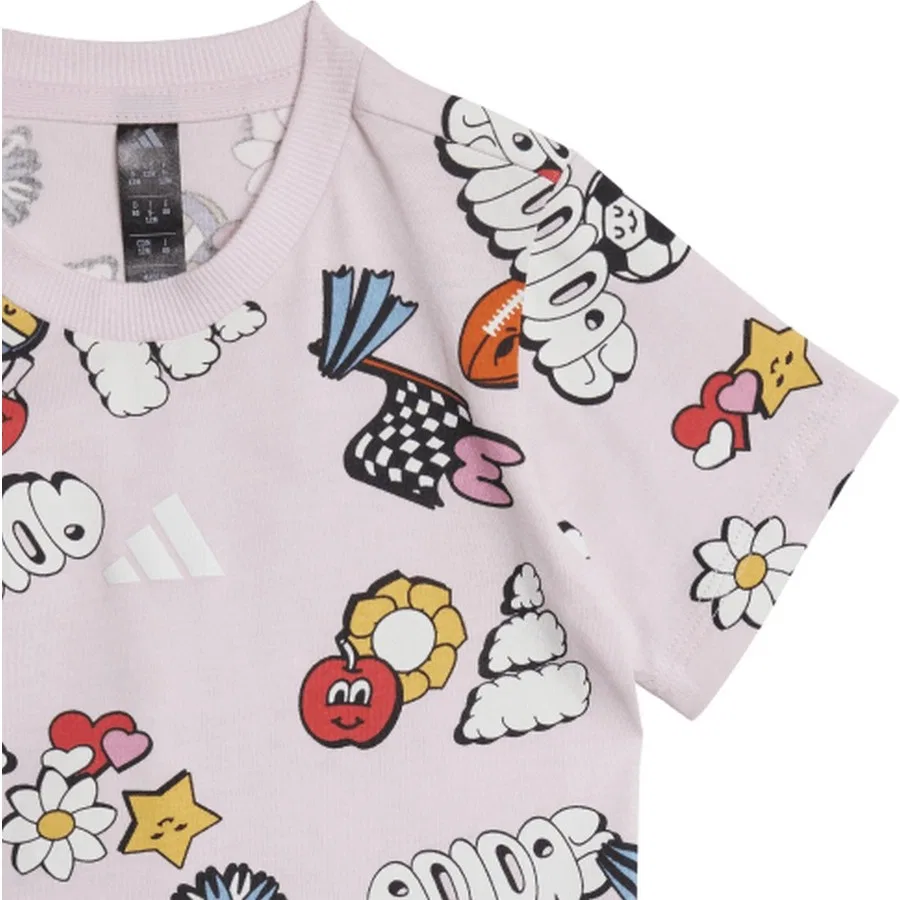 Детский спортивный комплект с принтом Fun Aop adidas, Розовый — фото 3