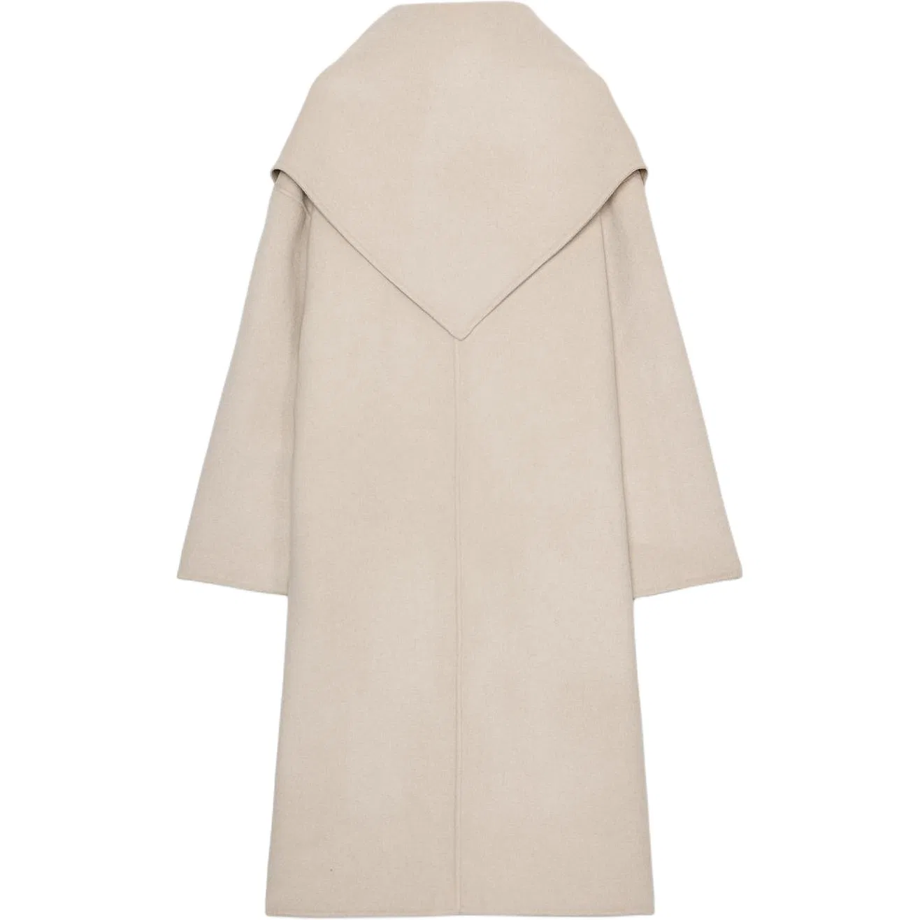 Женское пальто с лацканами, длина миди, ZARA, Raw White — фото 4