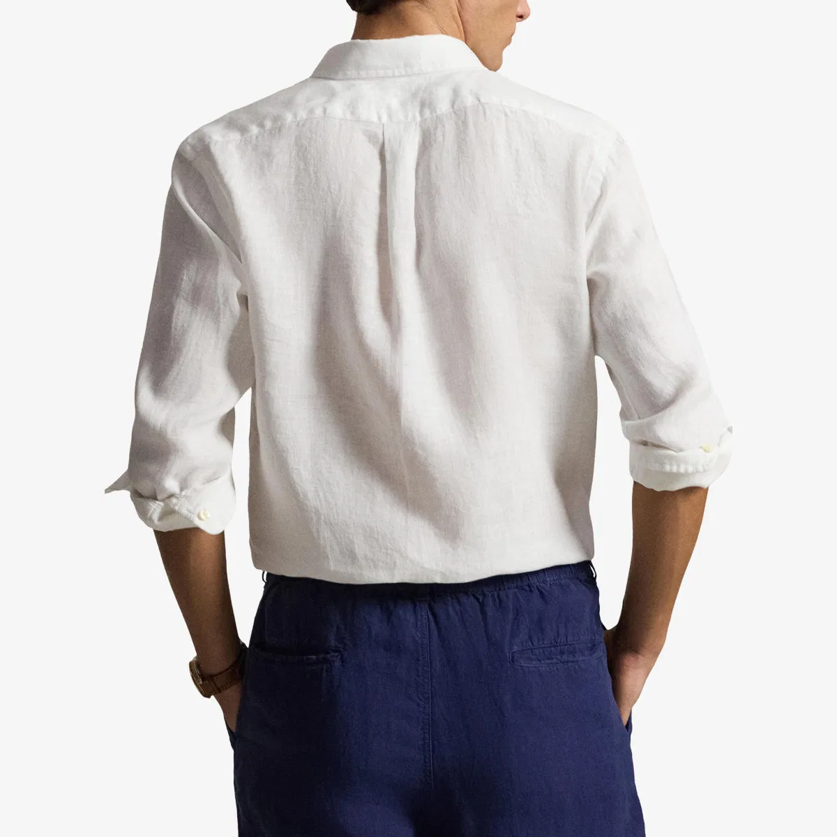 Льняная рубашка с вышитым логотипом Polo Ralph Lauren, белый — фото 4