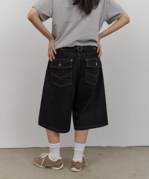 Детские джинсовые бермуды с вертикальным принтом URBANSTOFF, Dark Navy — фото 2