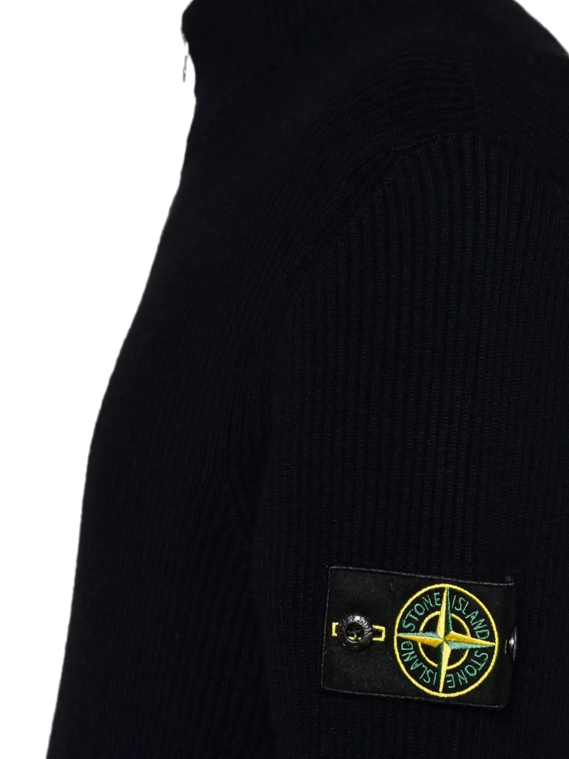 Шерстяной кардиган на молнии Stone Island, черный — фото 3
