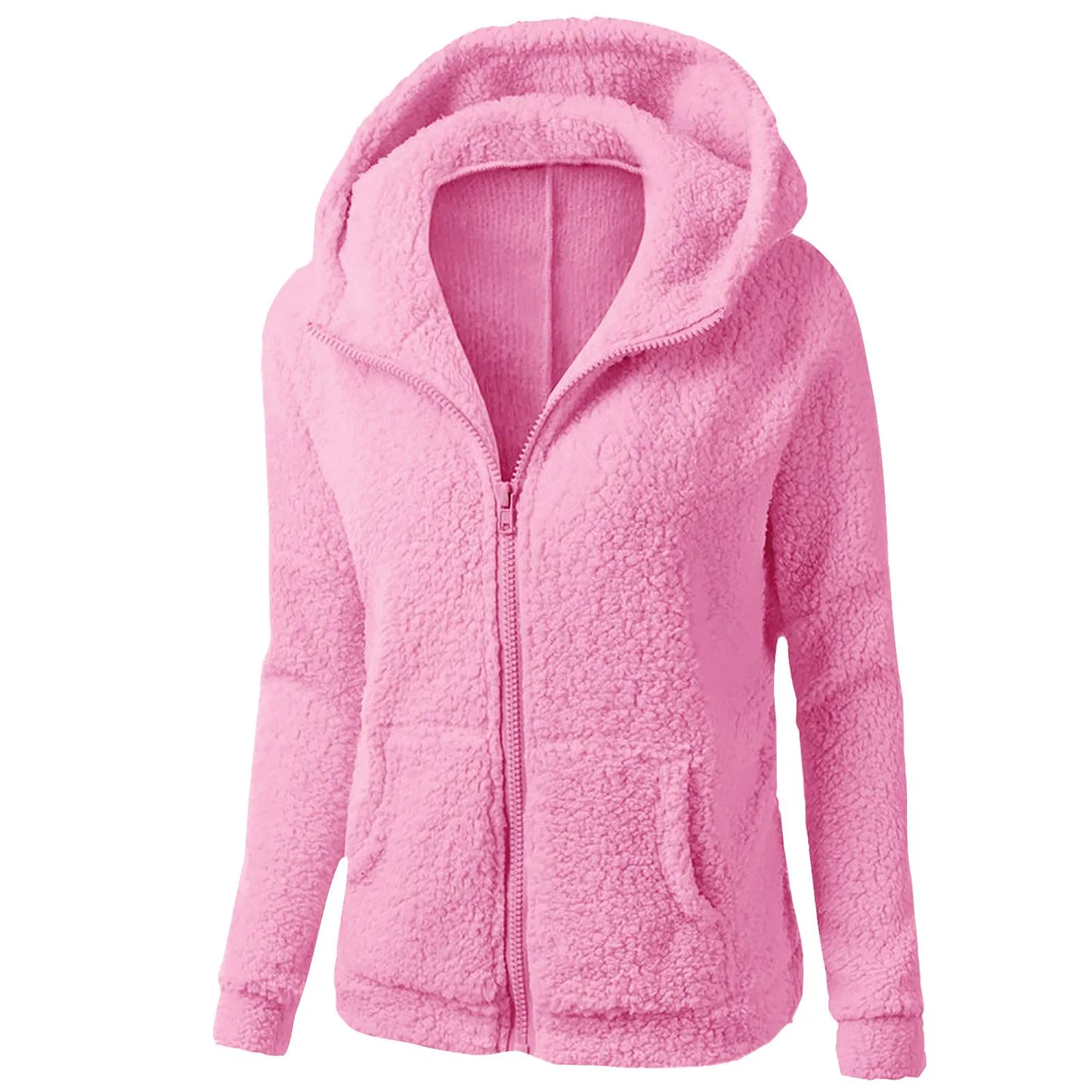 Женский хлопковый худи с молнией и флисовой подкладкой, rosa