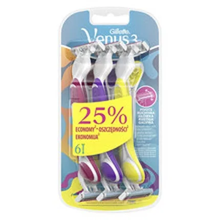 Бритвенный станок женский Gillette Simply Venus 3 Plus, Yellow, 6 шт.
