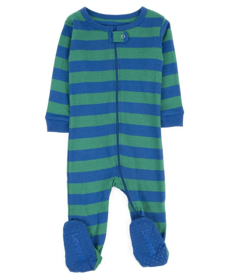 Пижама с ножками в полоску Model Leveret, Blue & Green Stripes