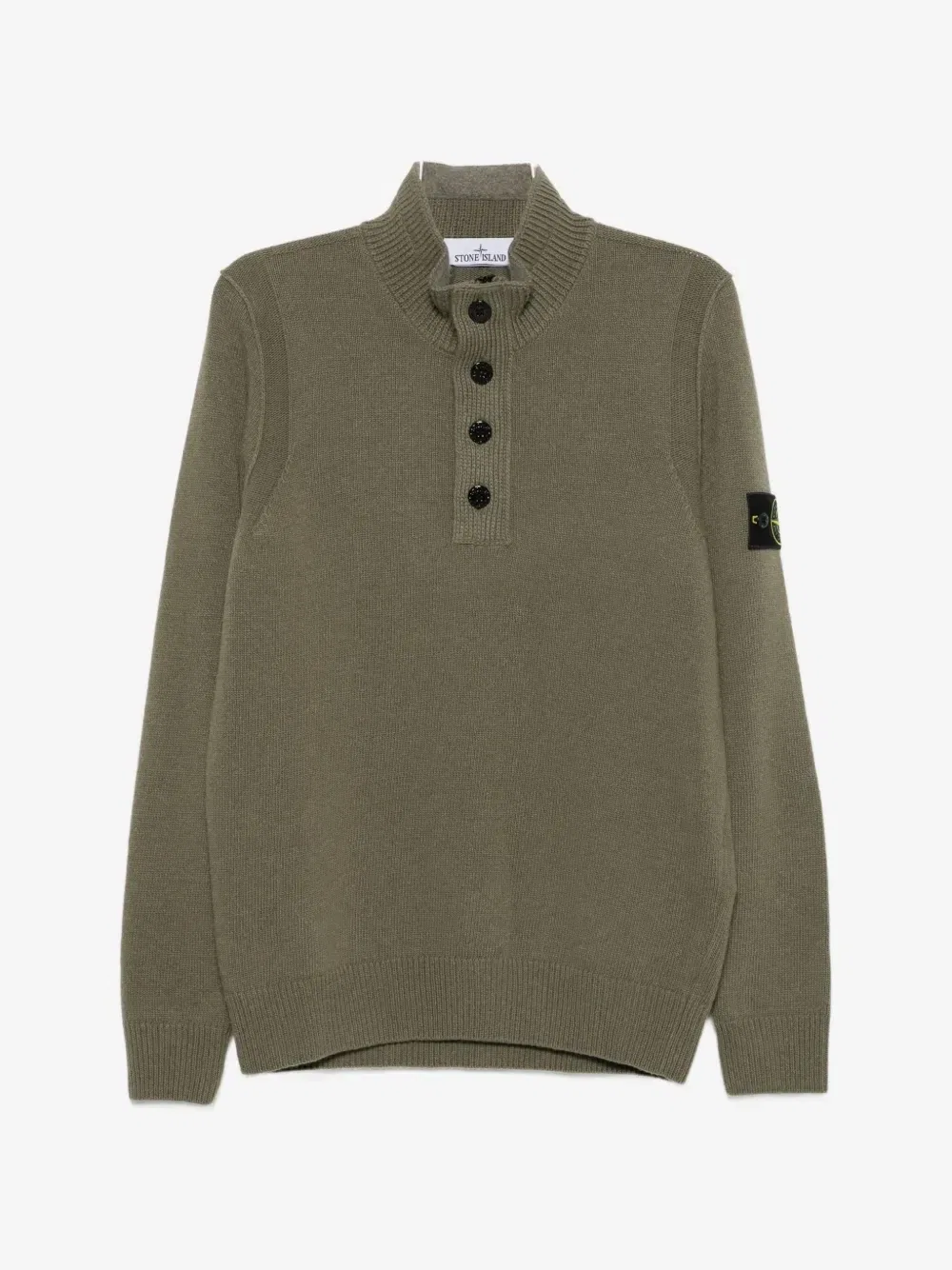Свитер с логотипом на молнии до середины груди Stone Island, зеленый