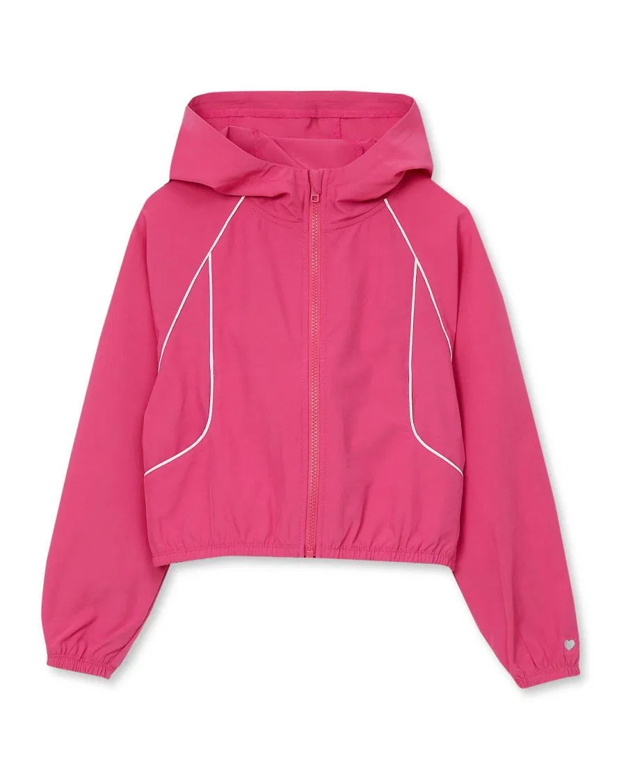 Детская спортивная куртка с длинным рукавом и капюшоном, модель Girls Active Long Sleeve Hooded Track Jacket Lands' End, Rose Violet