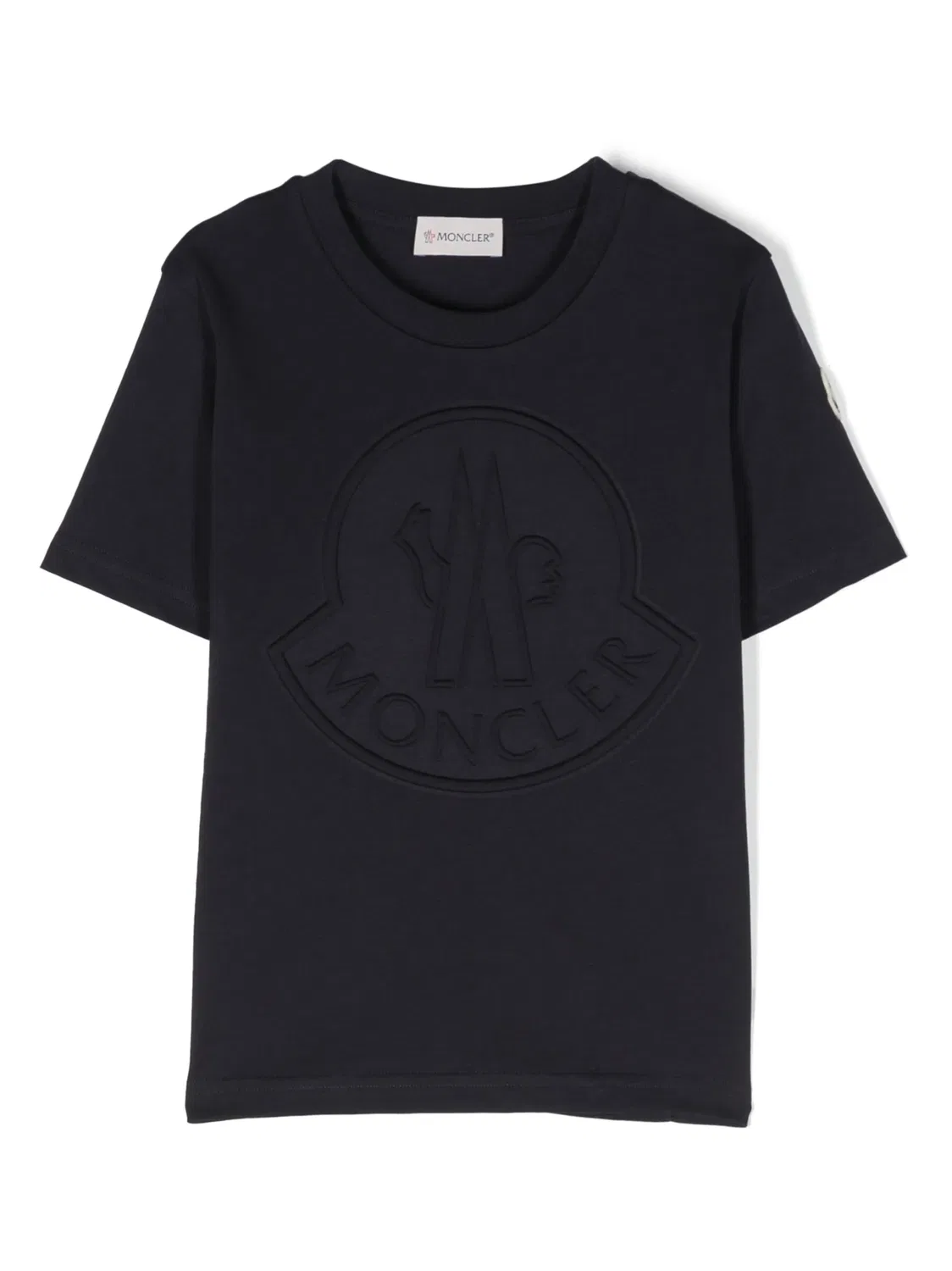 Хлопковая футболка с тисненым логотипом Moncler, прусский синий