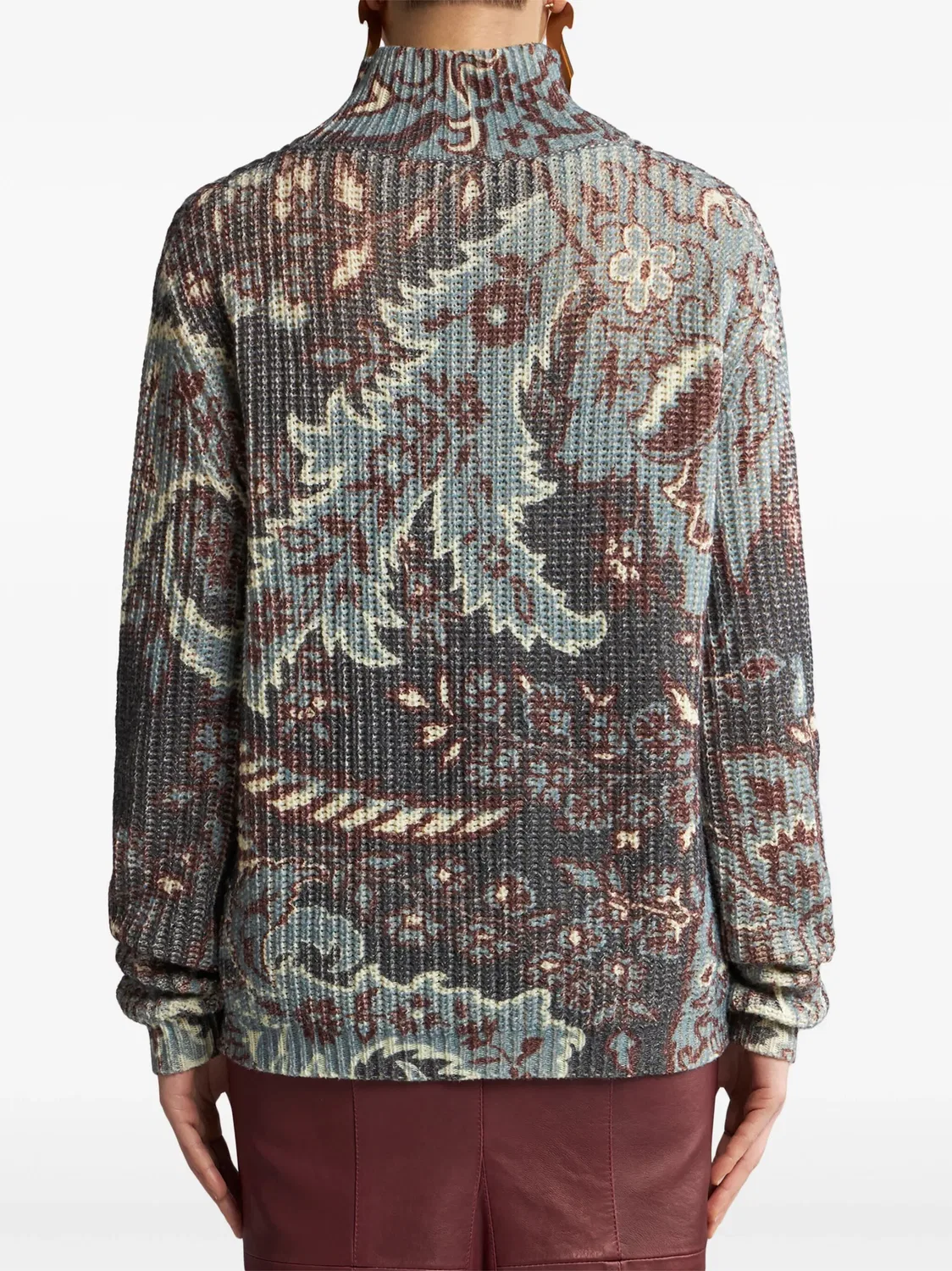 Свитер из шерсти с цветочным узором ETRO, синий — фото 3