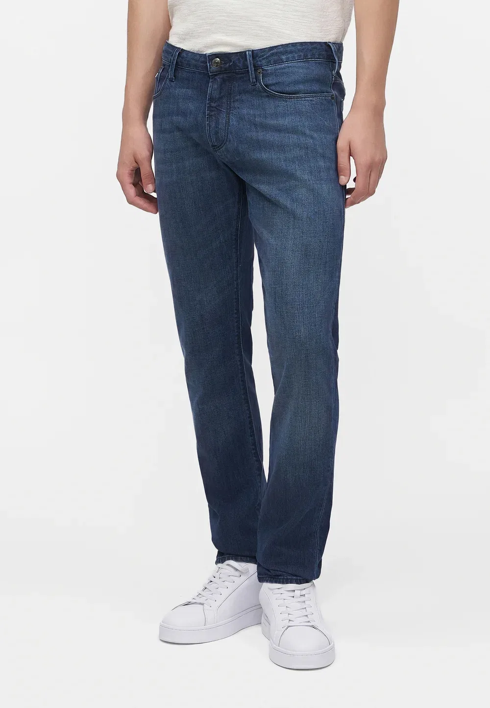 Брюки с карманами - джинсы зауженного кроя Emporio Armani, Medium Blue Denim