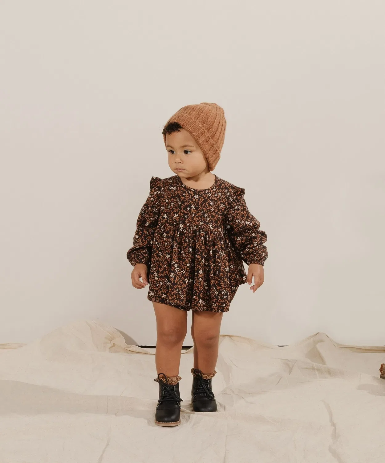 Детская блуза с длинным рукавомс принтом Winter Bloom Rylee + Cru, Black — фото 2