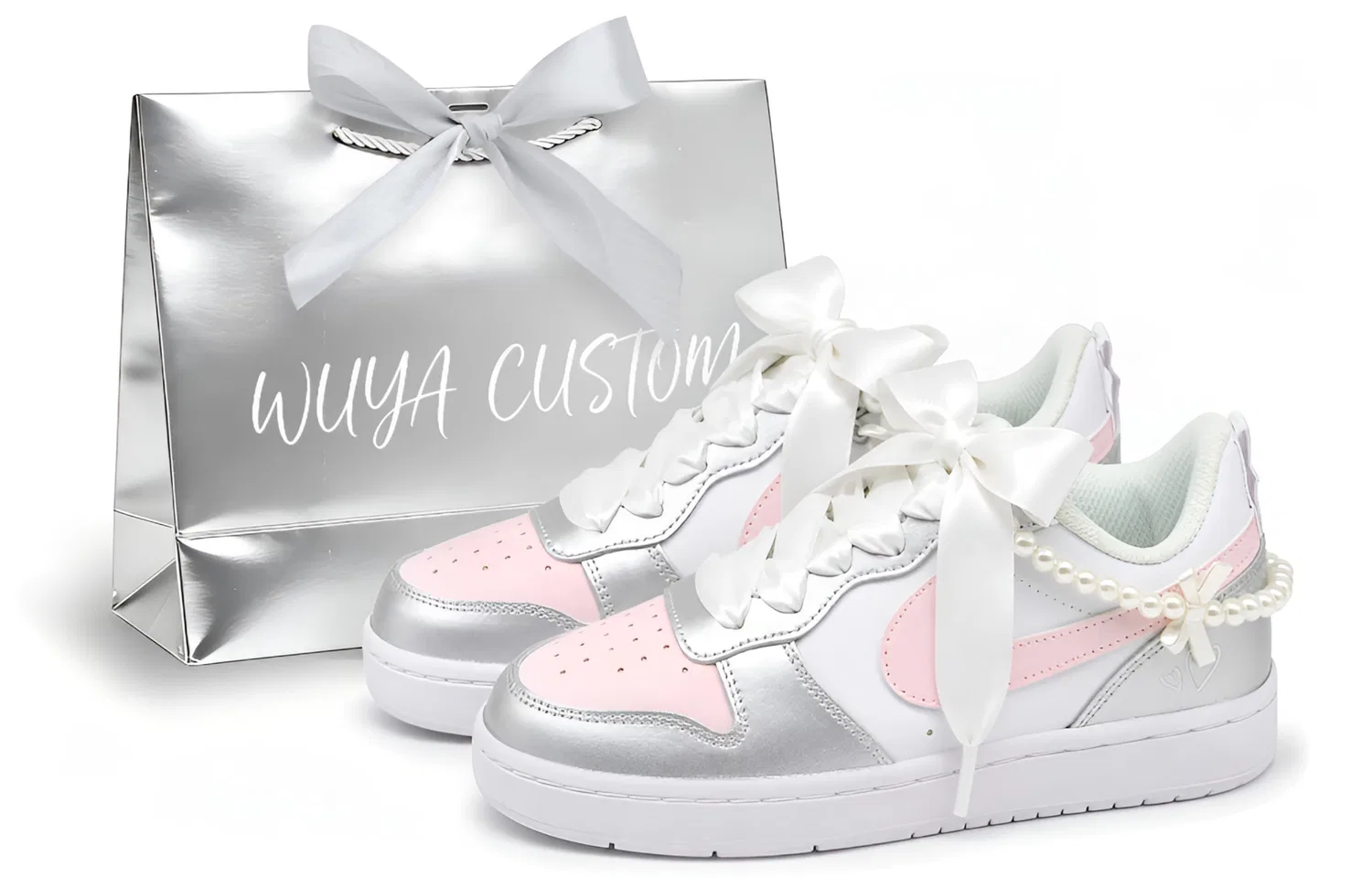 Детские скейтборд-кроссовки с низким верхом Silver Pink Nike