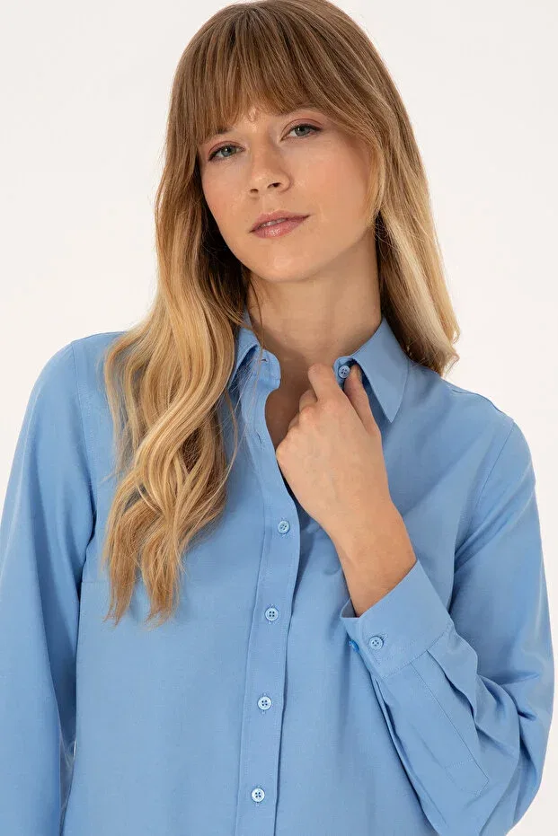 Женская рубашка с длинным рукавом U.S. Polo Assn., Light Blue — фото 2