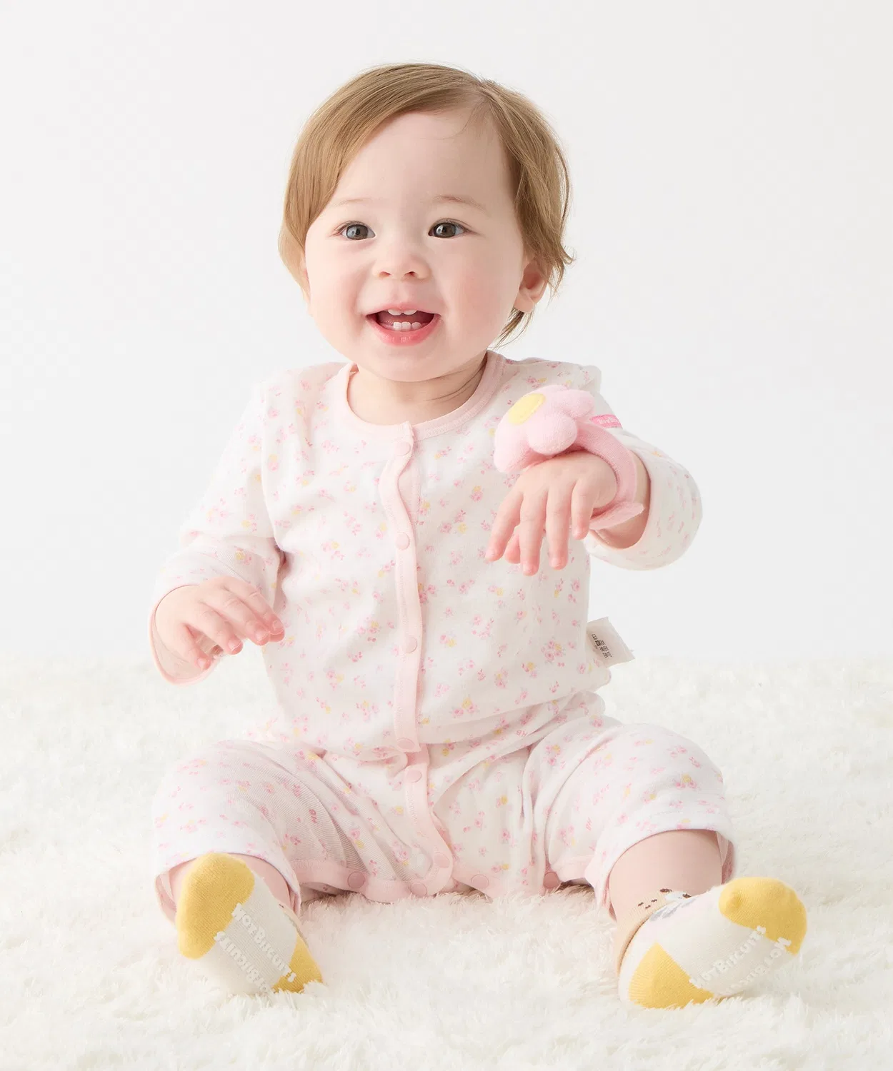 Детский комбинезон-боди с длинным рукавом модель Coverall HOT BISCUITS, Розовый