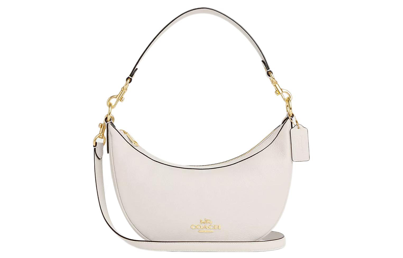 

COACH Сумка Aria из коровьей кожи с полумесяцем, среднего размера, женская, золотисто-мелово-белая