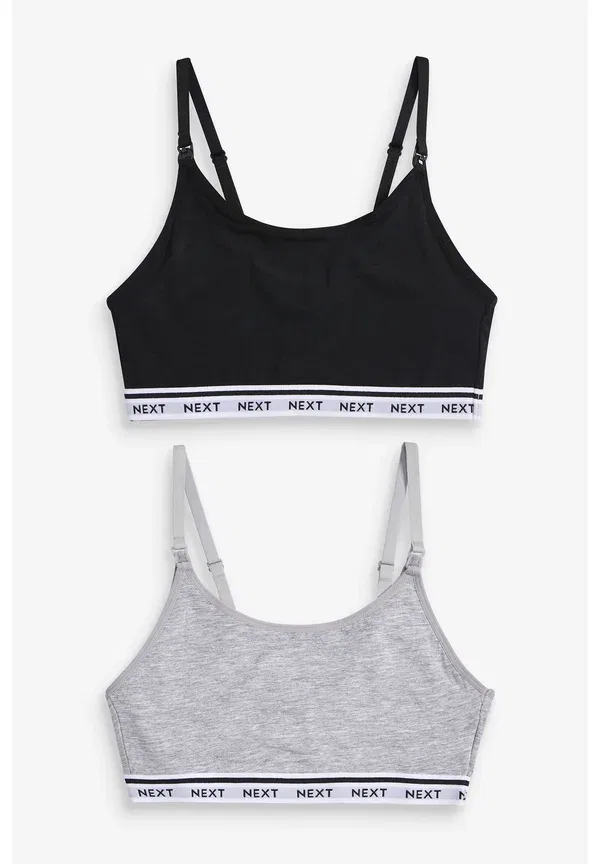 Комплект из двух бюстье для беременных Maternity crop two pack Next black, grey, черный/серый