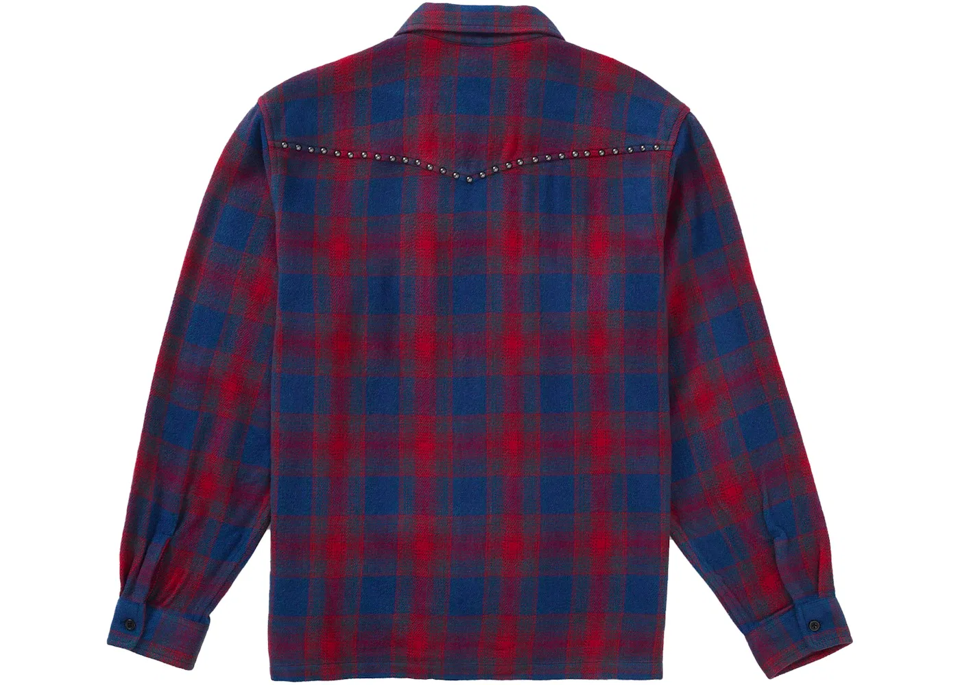 Мужская рубашка с принтом Supreme Studded Shadow Plaid Zip Up Shirt, Red — фото 2