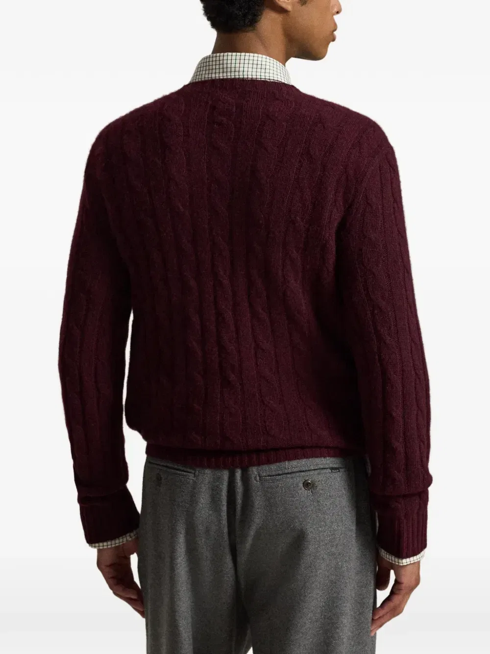 Кашемировый свитер фактурной вязки POLO RALPH LAUREN, красный — фото 4