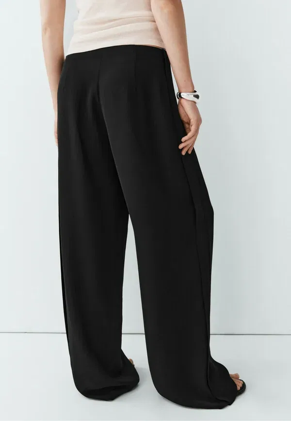 Брюки из вискозы Straight-leg flowing pants Massimo Dutti, черный — фото 3