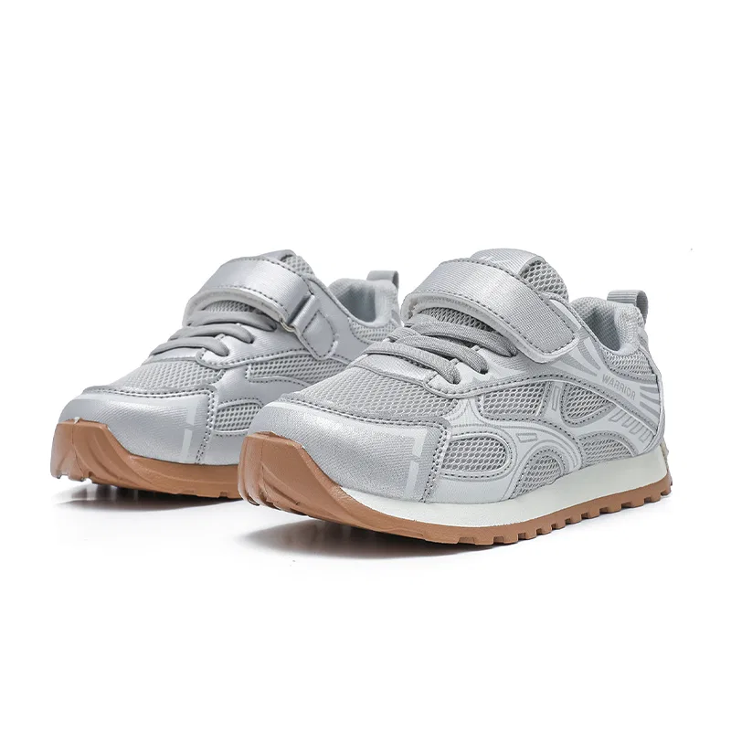 Детские повседневные кроссовки из синтетической кожи Gray Silver WARRIOR — фото 3