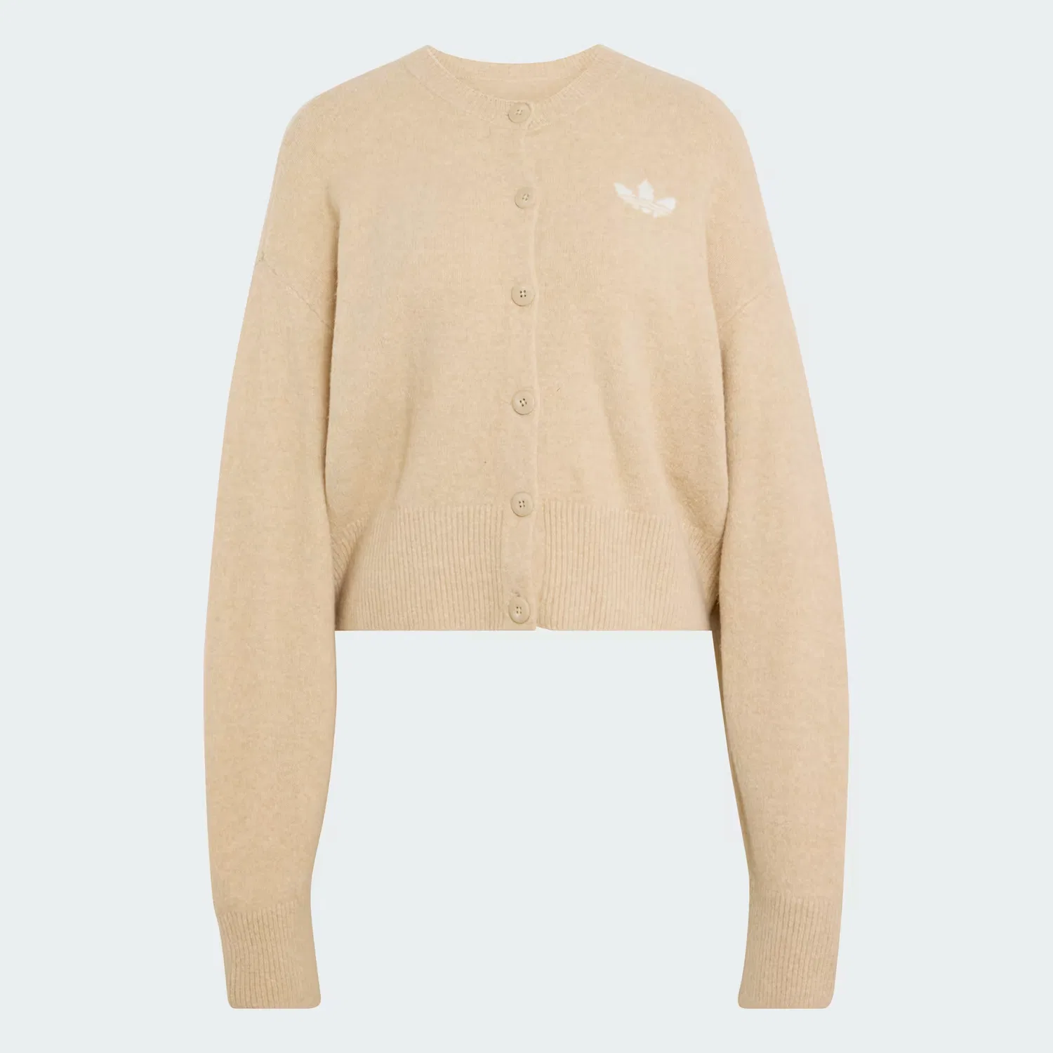 Женский вязаный кардиган свободного кроя Essentials Knit Cardigan Adidas Originals, Khaki Three — фото 4