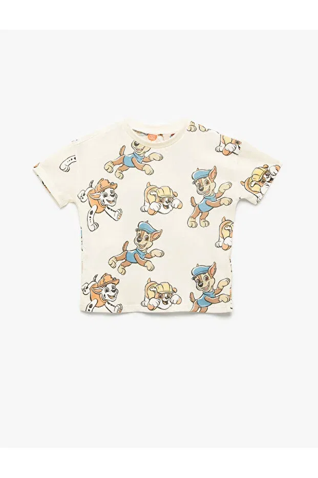 Детская футболка для мальчиков с принтом Paw Patrol Koton, Ecru Patterned