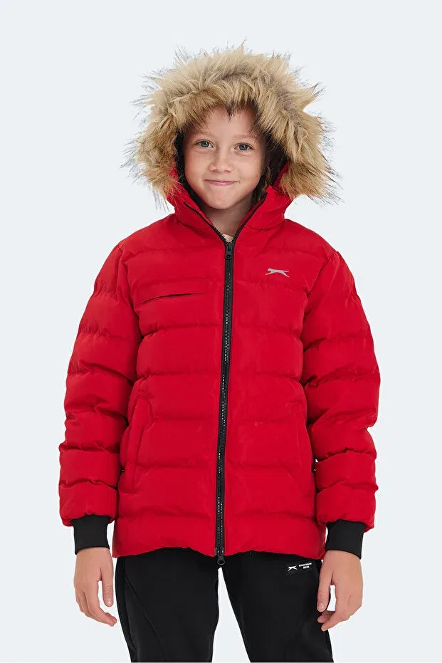 Детское зимнее пальто для девочек с капюшоном Slazenger, Red — фото 3