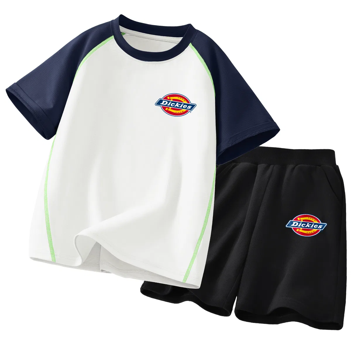 Детский комплект из футболки и шорт Dickies, Silicone With White Logo K White+Silicone With White Logo K Black