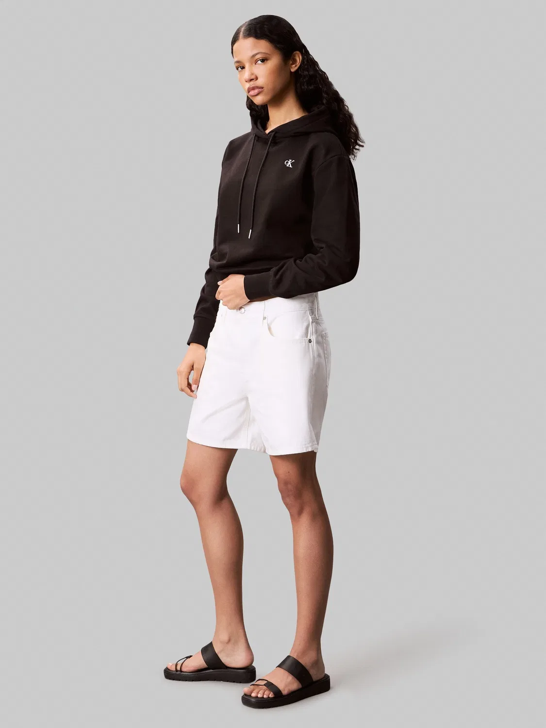 Худи Calvin Klein, хлопковый терри, Regular Fit, черный — фото 3
