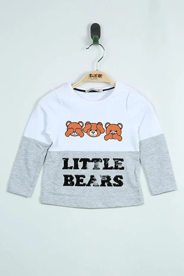 Детская футболка для девочек с принтом Little Bears Printed Toontoy, White — фото 2