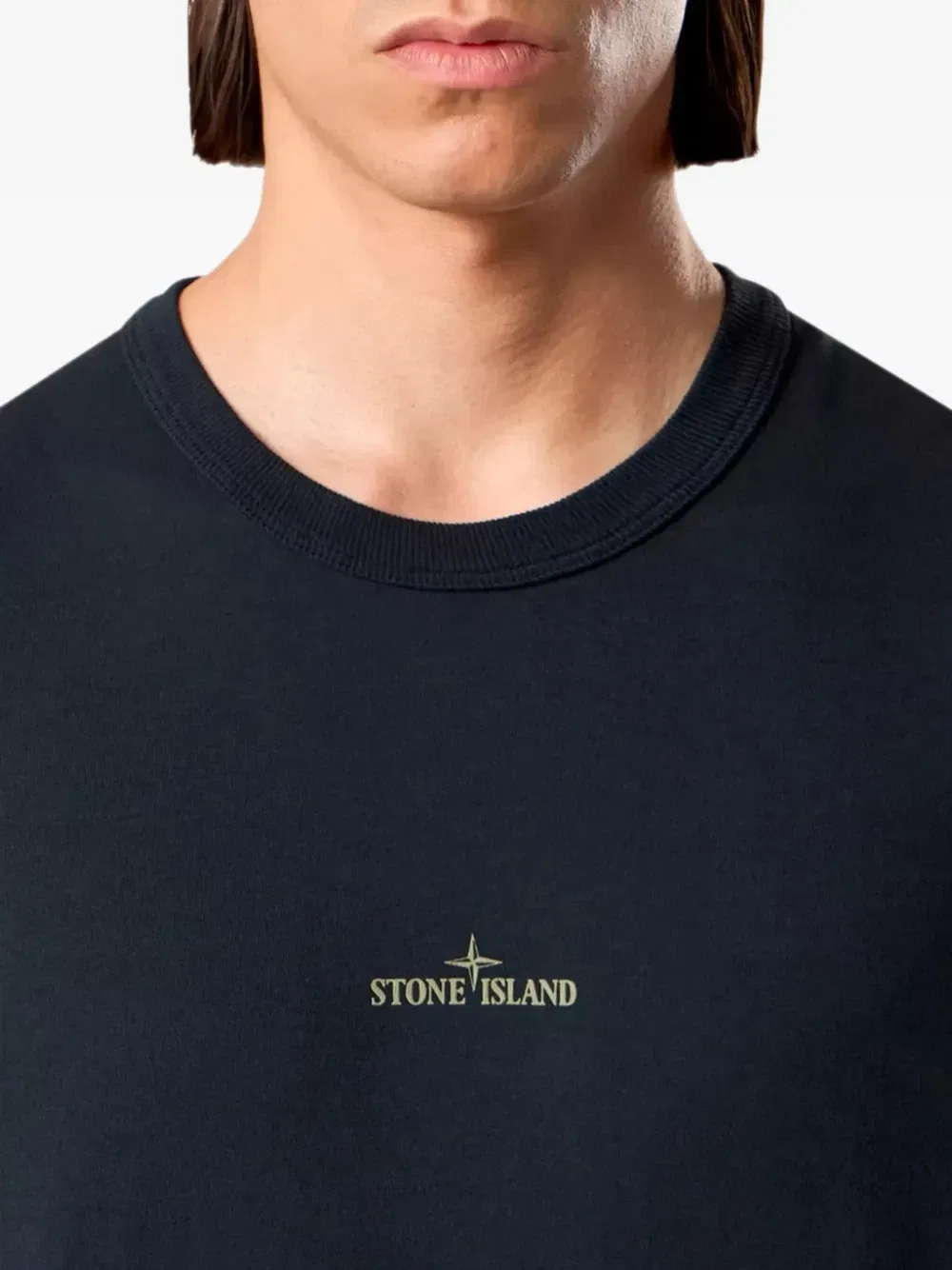 Футболка с длинным рукавом и принтом логотипа Stone Island, синий — фото 4