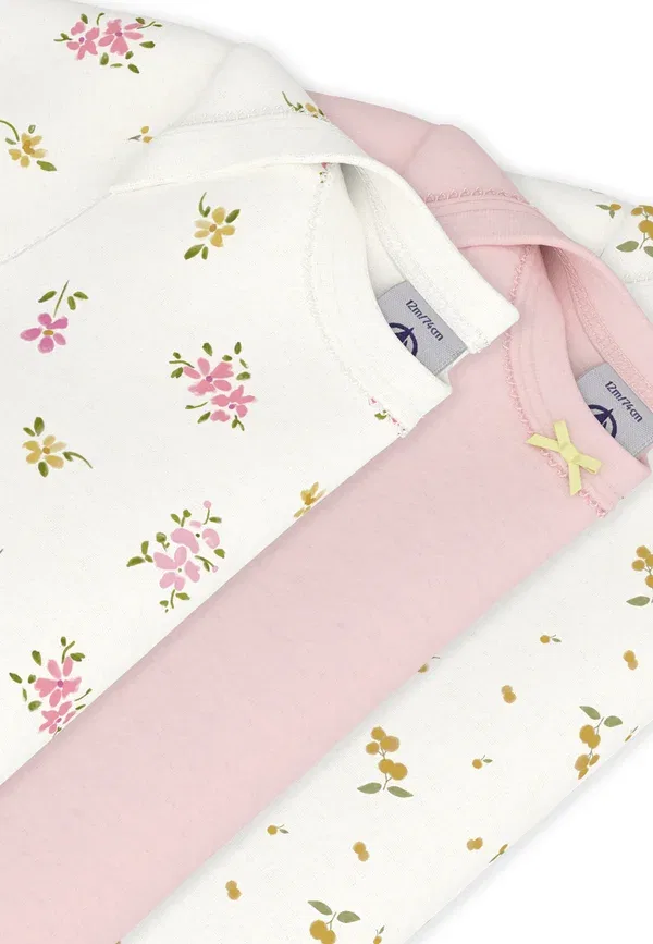 Комплект из 3 боди с коротким рукавом, цветочный принт, Petit Bateau, белый, розовый, мультиколор — фото 3
